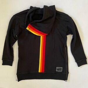 NWOT Wesley Black Oversized Hoodie Racing Stripes Cotton Medium